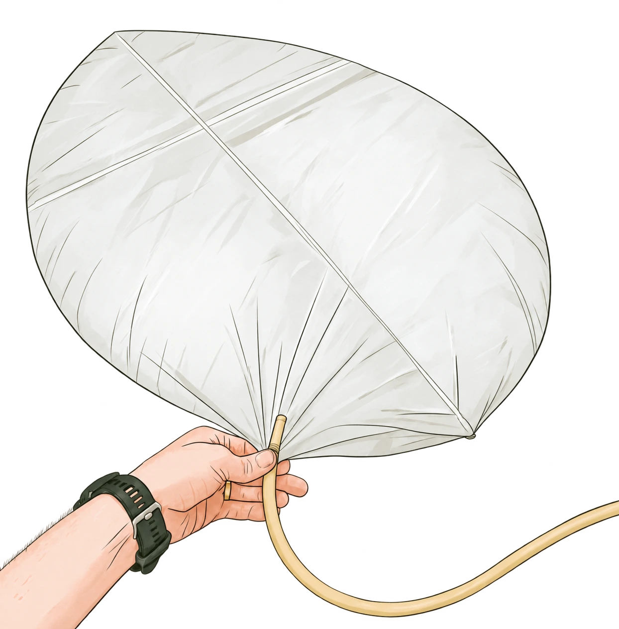 Illustration of a tube secured inside the balloon nozzle.